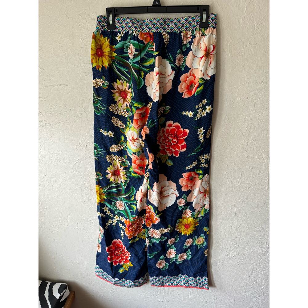 NWOT Johnny Was Floral Border Side Split Leg Pants Size S - Picture 7 of 9